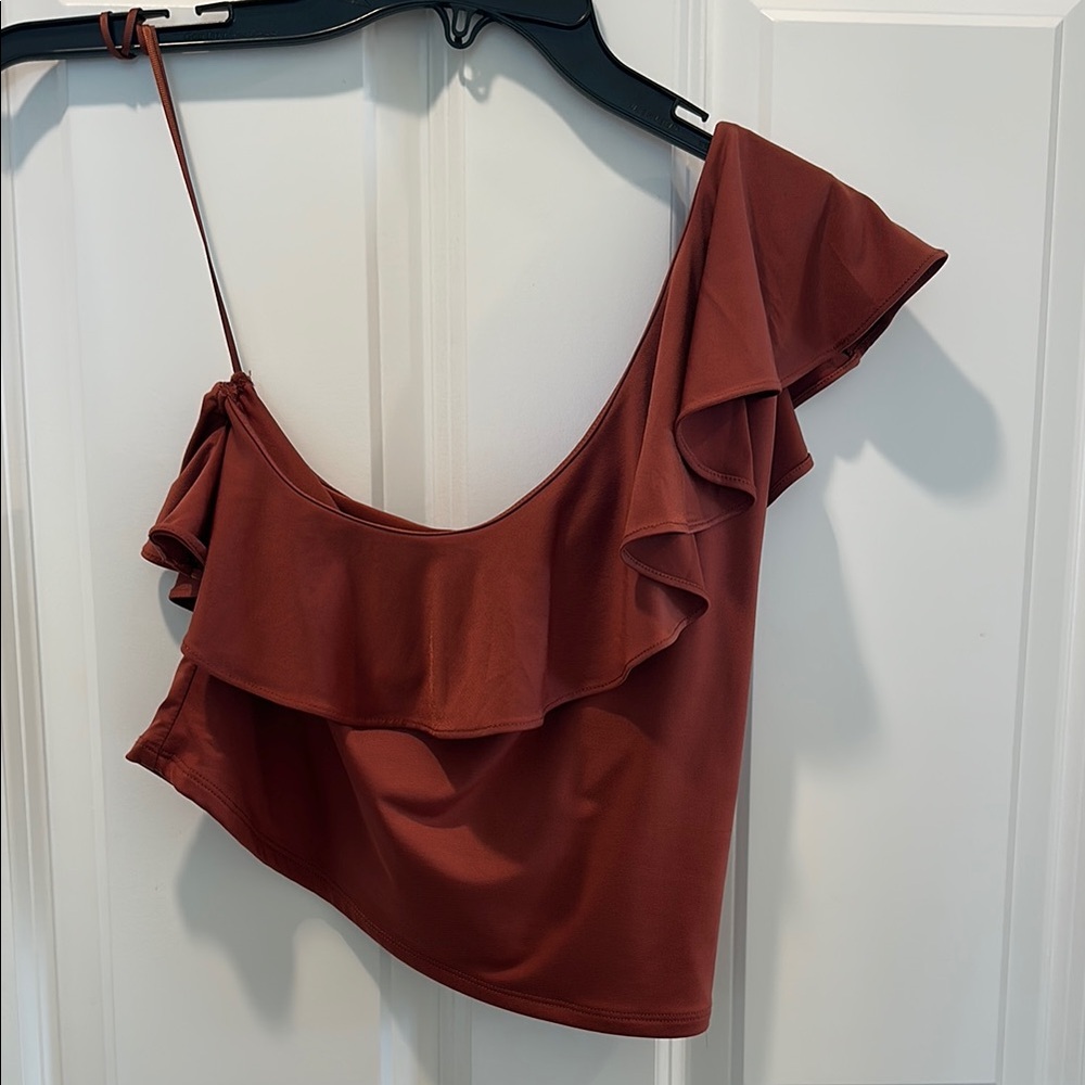 Elegant Rust Ruffle Top- NEW/NEVER WORN